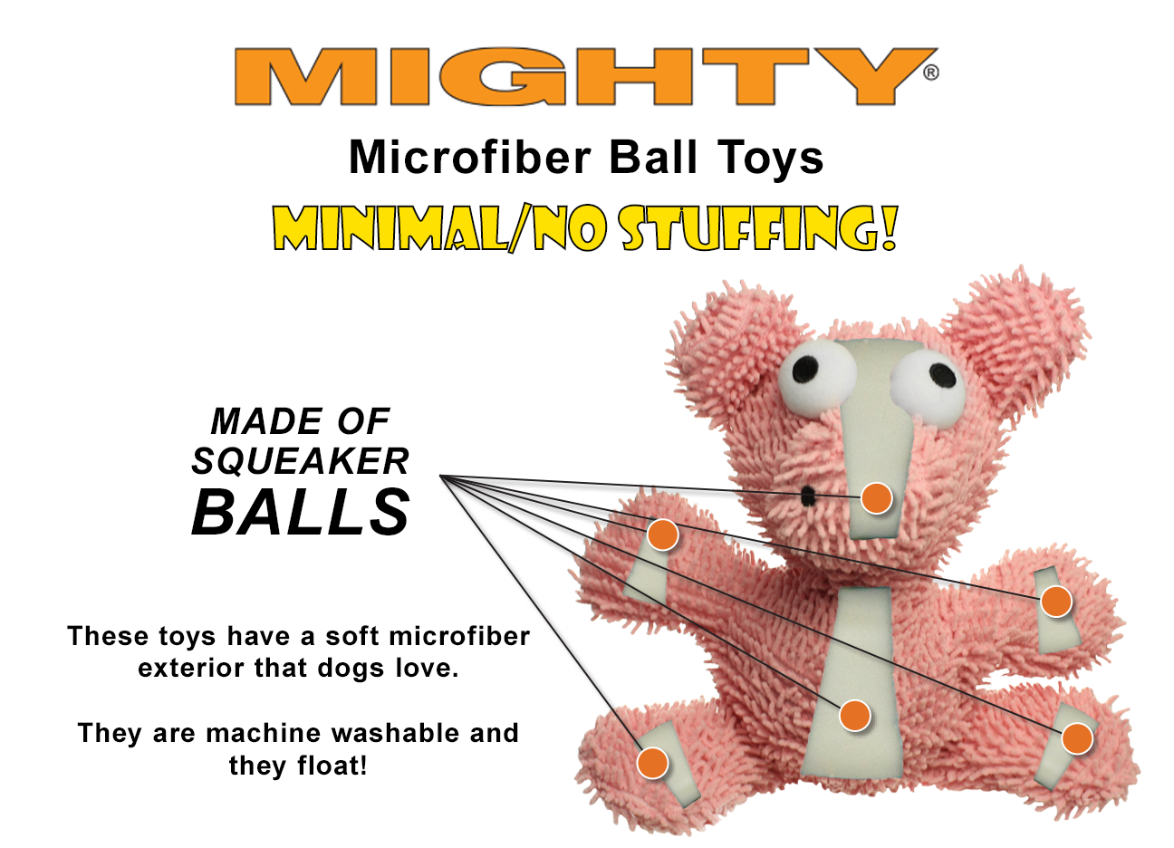 Mighty Microfiber Ball T-Rex, Durable, Squeaky Dog Toy