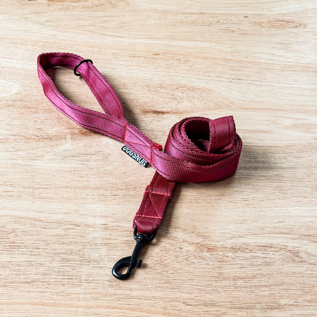 Burgundy Classic Webbing Lead - Black Fittings | Dogsnug