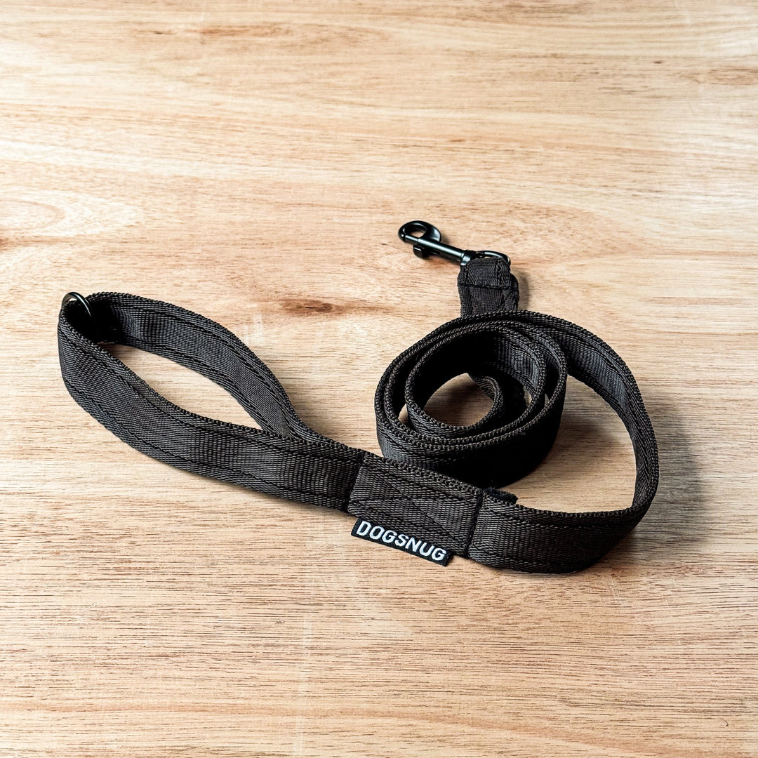 Cocoa Brown Classic Webbing Lead - Black Fittings | Dogsnug