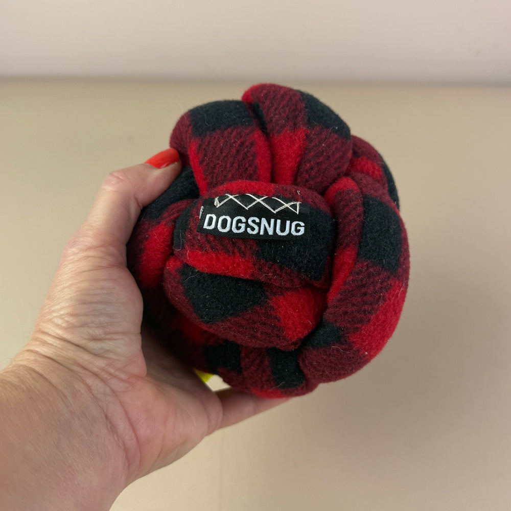 forage a knot dogsnug toy in xmas red & black