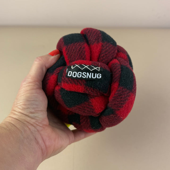 forage a knot dogsnug toy in xmas red & black
