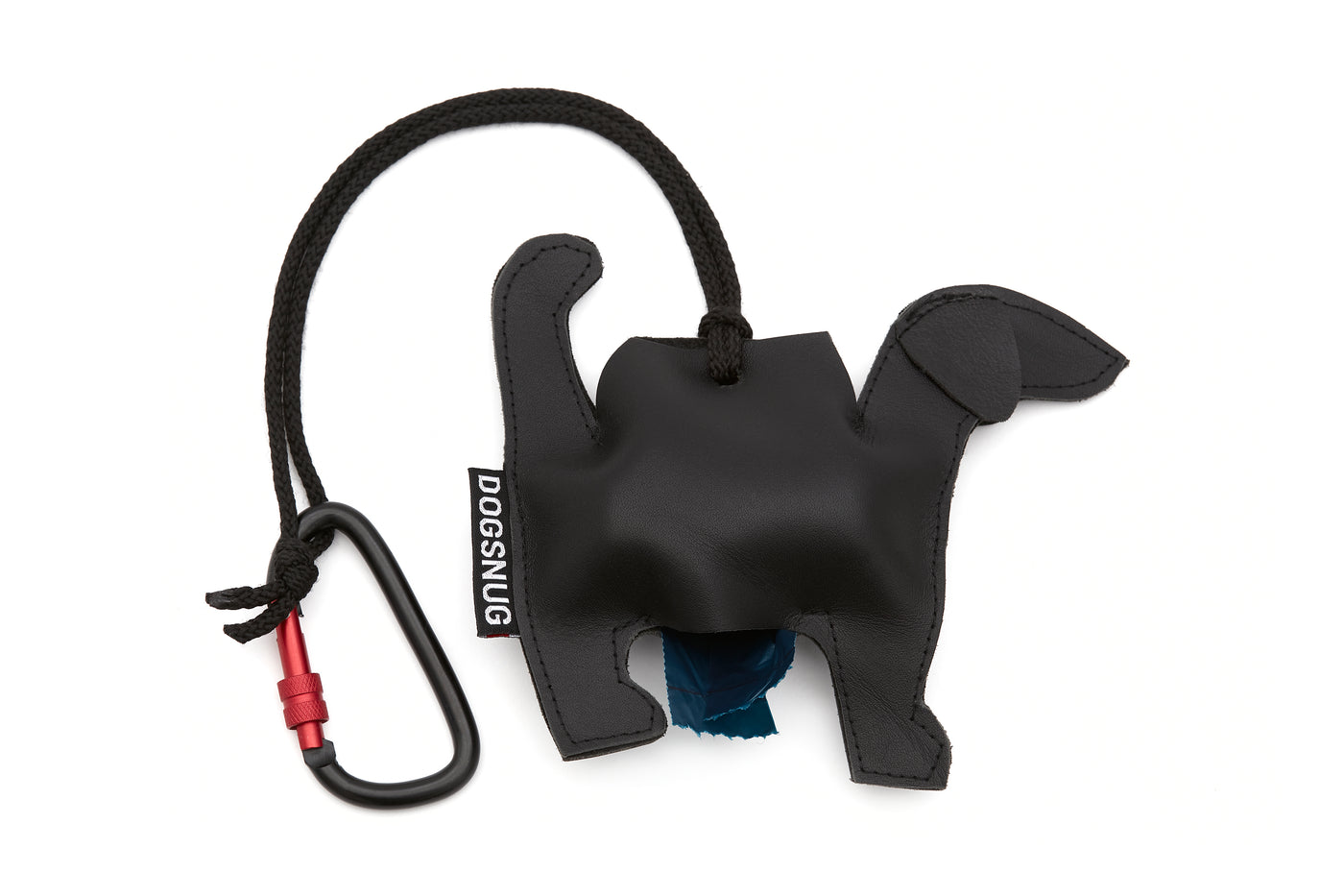 Daxie Poobag Holder in the shape of a Dachshund In Black Leather