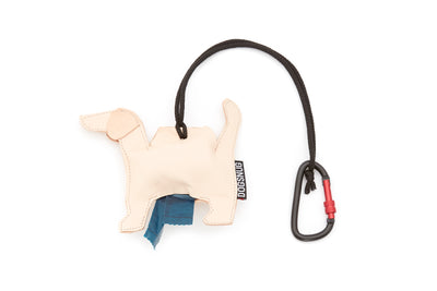 Daxie Poobag Holder in the shape of a Dachshund In Natural Leather
