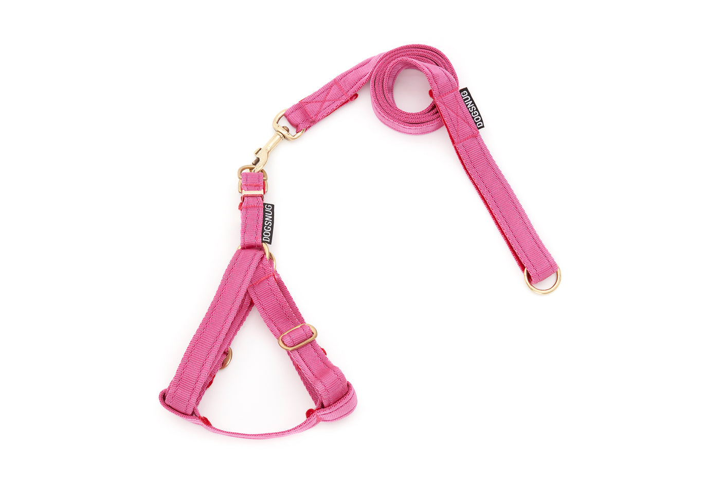 Adjustable Step In Harness Webbing in Hot Pink with Lead Set