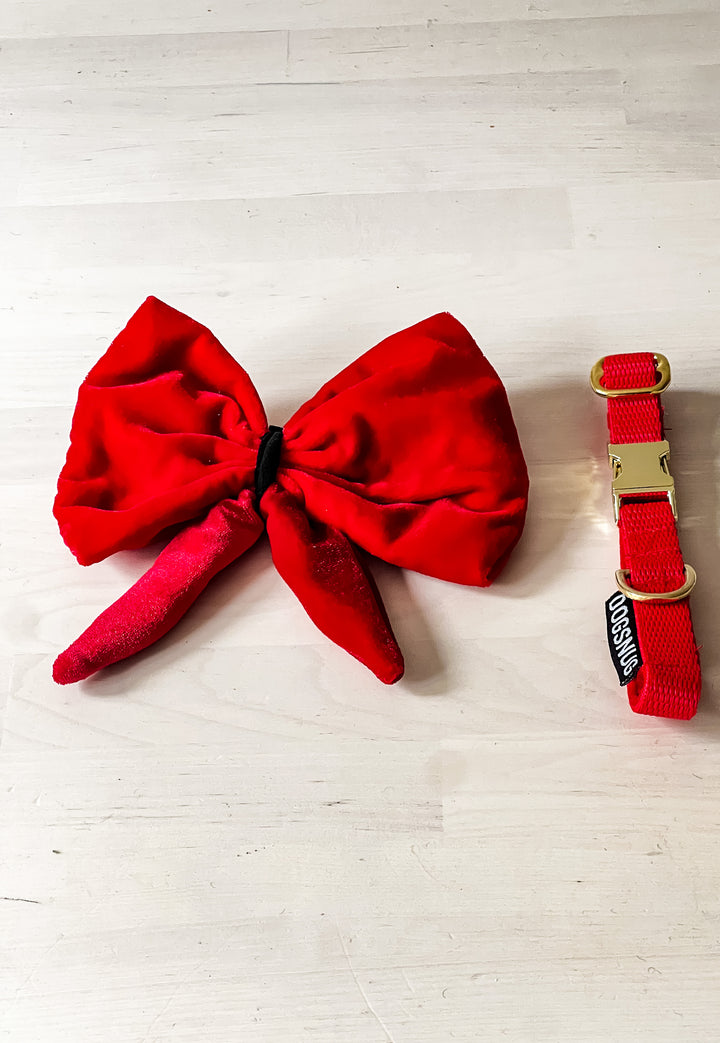 The Velvet Bow & Gold Clip Collar Set